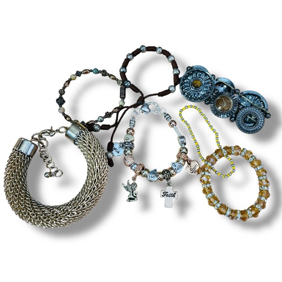 Elegant Gold and Brown Assortment of Bracelets - Picture 3 of 7